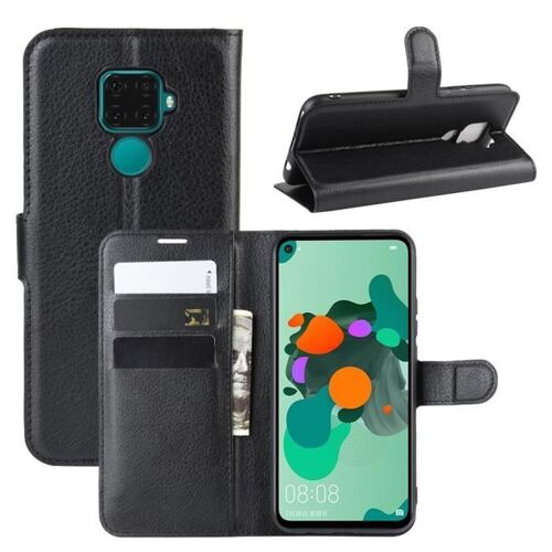 Pour Housse Huawei Mate 30 Lite avec Support Anti Choc Portefeuille Neuf PU Cuir Silicone Housse Protection Huawei Nova 5i Pro -Noir