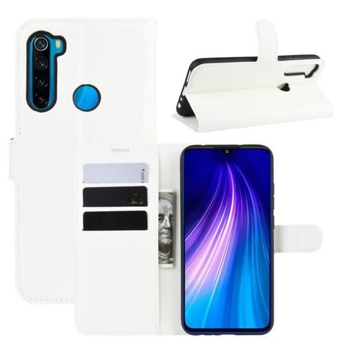 XM Pour Housse Xiaomi Redmi Note 8 Coque Nouvelle Étui Protection Antichocs avec Support Pochette Simple PU Cuir -blance