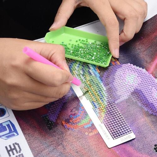 Xm Règle D'outils En Acier Plastique Ensemble D'outils De Peinture Diamant 3 Stylos Fixes Étui D'alignement Auxiliaire Kits De Broderie Accessoires