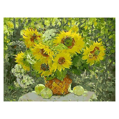 Xm Toile Peinture À L'huile Pré-Imprimée Bricolage Cadeau Pour Adultes Enfants Kits De Peinture Par Numéros Décorations Pour La Maison-Tournesol Et Apple