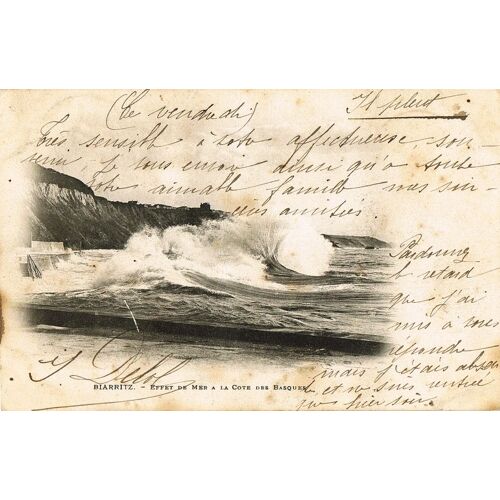 Carte Postale Ancienne, France, Pyrénées Atlantiques ( 64 ), Biarritz, Effet De Mer Sur La Cote