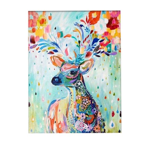 Xm Kit Artisanal Bricolage Au Point De Croix Peinture Au Diamant Autocollant Mural Cerf D'animal 30x37cm Décoration De La Maison