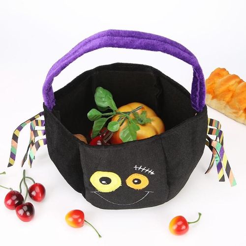 Xm Sac À Main En Velours Pour Chauve-Souris D'halloween Panier De Bonbons Pour Enfants Panier De Cadeaux De Fête Conteneur De Bonbons