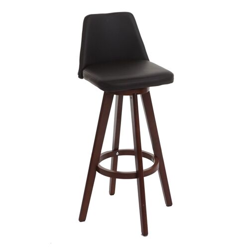 Tabouret de bar HWC-C43, chaise de bar tabouret de comptoir, bois similicuir pivotant   marron