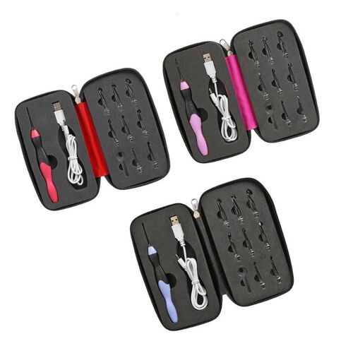 Xm Kit D'outils De Couture Lumineux Usb 9 En 1 Crochets Aiguilles À Tricoter Accessoires De Couture Kit