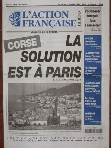 L'action Française Hebdo  N° 2446 : Corse : La Solution Est À Paris