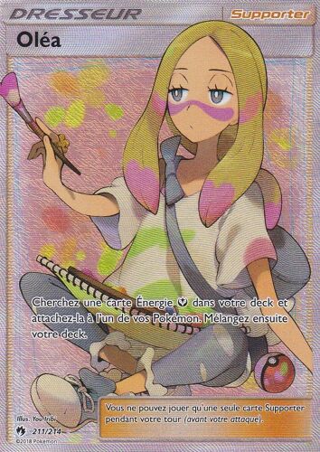 Carte Pokemon - Olea - Ultra Rare En Full Art - 211/214 - Soleil Et Lune 8 Tonnerre Perdu