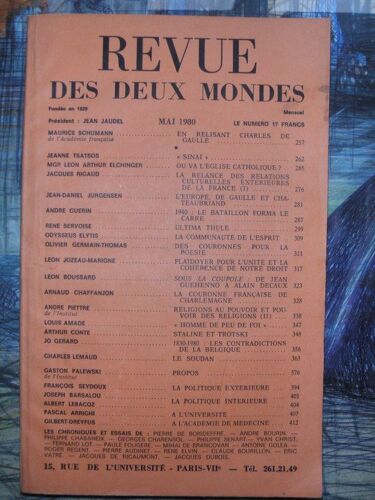 Revue Des Deux Mondes Mai 1980
