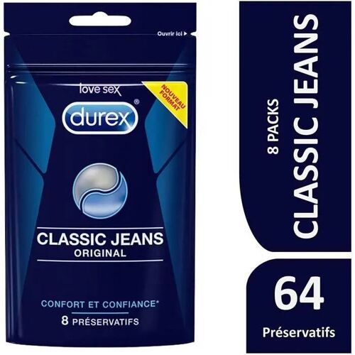 Préservatifs - Durex - Classic Jeans - Lot De 8 Boîtes - 64 Préservatifs - Latex Lubrifié