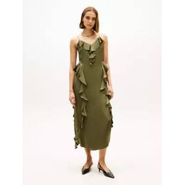 Robe Nuisette Longue À Volants En Satin