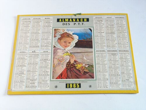 Almanach Des Ptt Postes Oberthur 1965 Costumes Fille Niçoise Avec Fleurs Mimosa