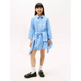 Robe Chemise Décontractée À Rayures Popeline