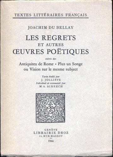 Les Regrets Et Autres Oeuvres Poëtiques