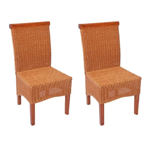 Lot De 2 Chaises M42 Salle À Manger, Rotin/Bois, 46x50x96cm   Sans Coussins
