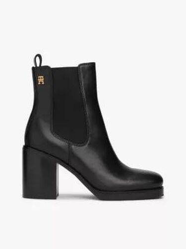 Bottines Chelsea En Cuir Talon Carré