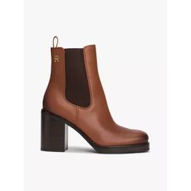 Bottines Chelsea En Cuir Talon Carré