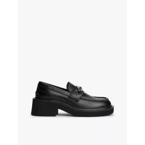 Mocassins Talon Carré En Cuir