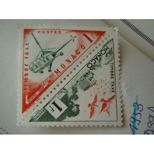 Monaco 1953_Hélicoptère Etpigeons Voyageurs_Y&tn°Ta39aetb-Timbres Taxe