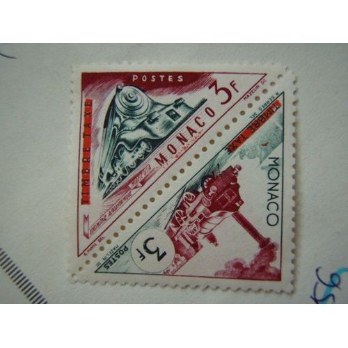 Monaco 1953_4timbres Taxe:Locomotives,Hélicoptère Et Pigeons Voyageurs Y&t456/Ta39ab