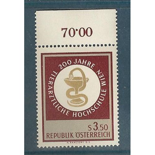 Autriche Année 1968 N° 1093 Neuf** Bicentenaire De L'école Vétérinaire De Vienne