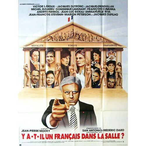 Y A T Il Un Francais Dans La Salle ? - Véritable Affiche De Cinéma Pliée - Format 120x160 Cm - De Jean-Pierre Mocky Avec Victor Lanoux, Jacques Dutronc, Jacqueline Maillan, Michel Galabru - 1982