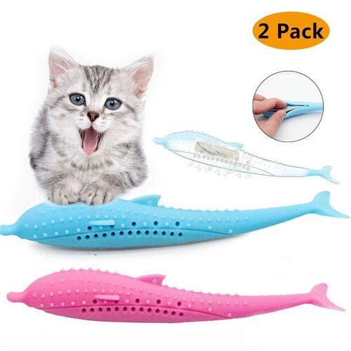 Xm Jouet En Silicone Pour Chat Menthe 2 Pièces Brosse À Dents Pour Animaux De Compagnie Poisson Menthe Chat Jouets En Forme De Chat Fournitures Pour Animaux Chat Ag07