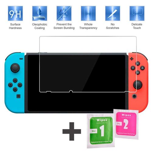 Xm Protecteur D'écran Compatible Avec Nintendo Switch Verre Trempe Premium 9h 2.5d Plat Anti Choc Shock Shockproof