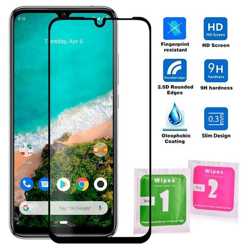 Xm Protecteur D'écran Pour Xiaomi Mi A3 Verre Trempé Premium 9h 2.5d 03mm Film Anti Choc Rayures Avant Bord Noir