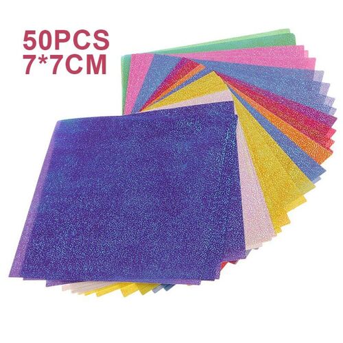 Xm 50 Pièces/Ensemble 7cm Papier Coloré Grue Origami Métallique Miroitant Papier Pliant Papier Pour La Fabrication De Fleurs Scrapbook Bricolage Faisant