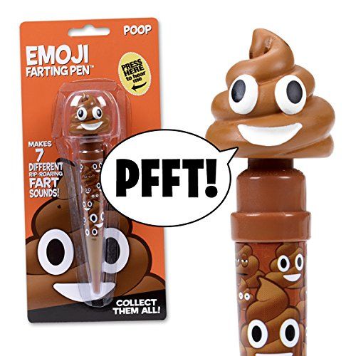 Farting Poop Emoji Pen - Makes 7 Funny Fart Sounds - The Funniest Farting Friend Ever - Cute Talking Toy For Kids Tweens And Teen Parties - Hilarious Back To School Toy - Carry In Backpack