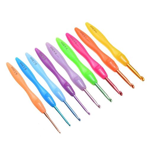 Xm Ensemble De Crochets De Crochet En Aluminium Bricolage 2/2.5/3/3.5/4/4.5/5/5/5/6.Mm Kit Aiguille Lisse Poignée En Plastique Pull-Over Tissage Tricoté
