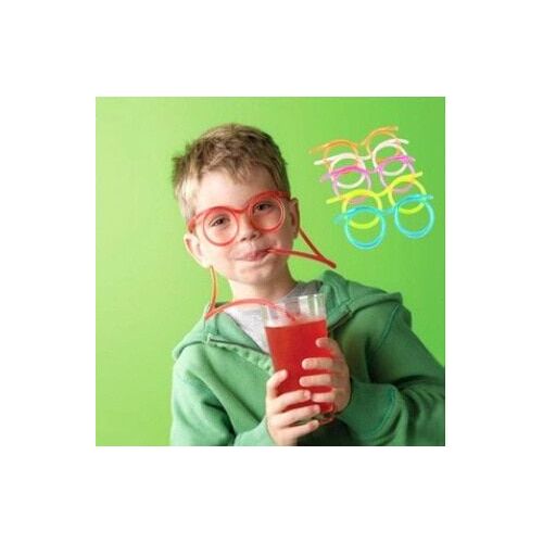 Xm En Vogue! Lunettes Souples Drôles Paille Unique Tube Flexible À Boire Accessoires De Fête Pour Enfants Pailles À Boire En Plastique Colorées