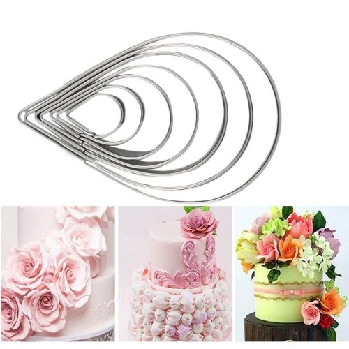 Xm Moule À Gouttes D'eau En Acier Inoxydable Ensemble De 7 Pièces/Ensemble En Acier Inoxydable Moule À Fondant Costume De Pâtisserie Outils De Décoration De Gâteaux Essentiels Moule À Pétales De Roses