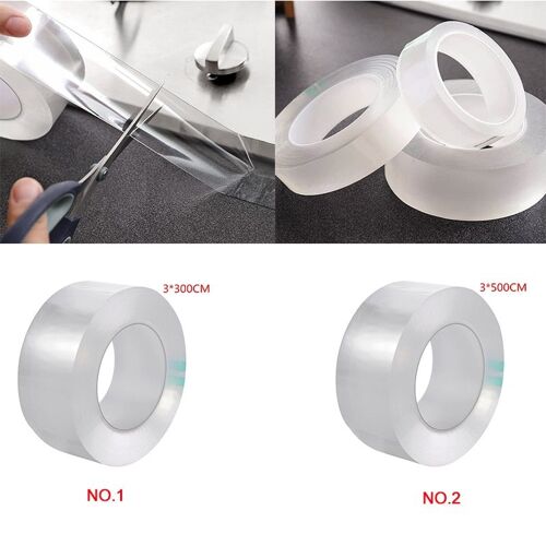 Xm 3/5m Réutilisable Double Face Adhésif Sans Trace Bande Amovible Autocollant Lavable Adhésif Boucle Disques Cravate Colle Gadget