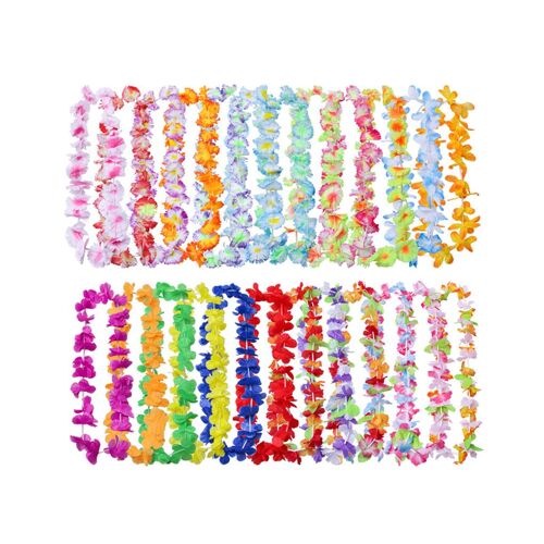 XM 50pcs hawaïen leis guirlande collier artificiel Hawaii fleurs couronne fournitures de fête décor de plage