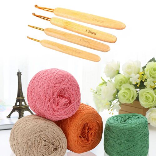 Xm 8 Pièces/Ensemble Bambou Poignée Crochet Crochet Métal Tête Chandails Crochet Aiguille 2.5mm-6mm Taille