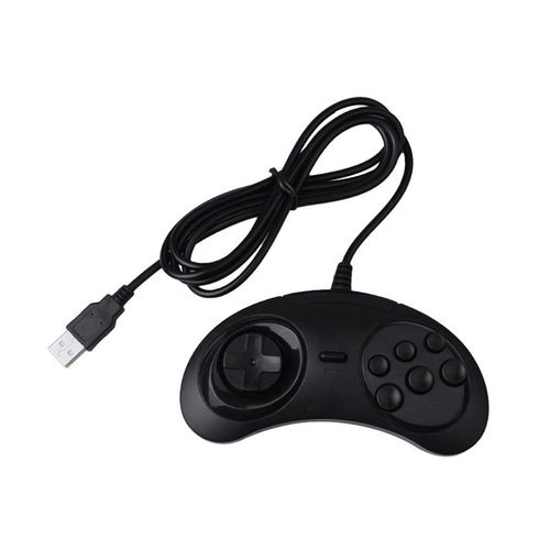 Manette De Jeu Filaire À 6 Touches Usb Pour Sega Genesis, Md Pc / 2 Y1301 / Mac Mega Drive, Contrôleur De Jeu En Plastique Noir