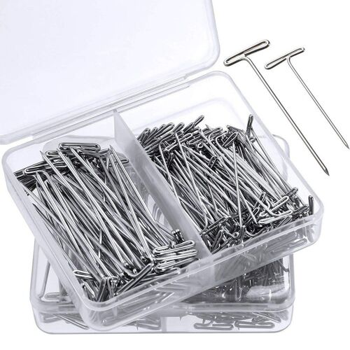 Xm 150 Pièces/Boîte 38/51mm Long Argent T Forme Aiguilles Broche Pour Perruques Sur Mannequin Tête Cheveux Tissage Outils Salon Coiffure Outils