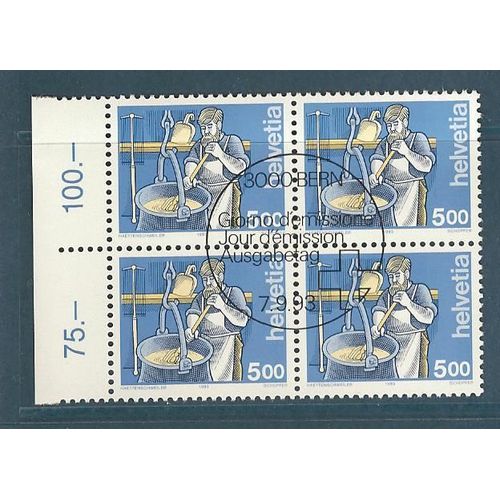 Suisse Année 1993 N° 1434 Le Fromager Bloc De4 Oblitération 1er Jour