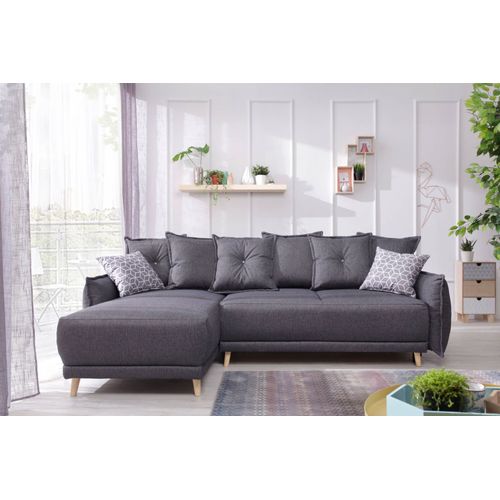 Bobochic Lena - Canapé D'angle Scandinave Réversible Convertible - 235x155x90cm Couleur - Gris Foncé