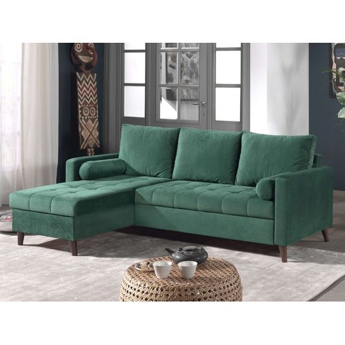 Polar - Canapé D'angle Réversible Convertible - En Velours Au Design Scandinave - 4 Places Couleur - Vert