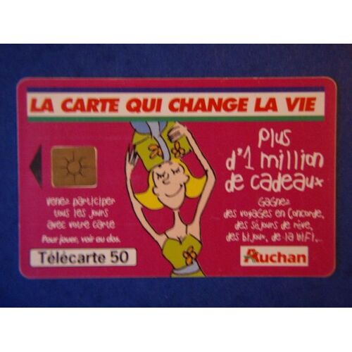 Télécarte 50 U Auchan (Rose Fuschia) La Carte Qui Change La Vie
