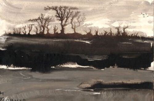 Peinture De Gaston Floquet Encre De Chine Et Gouache