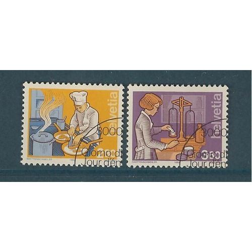 Suisse Année 1992  N° 1391 1392 Metiers Cuisinier Et Infirmière Oblitérés 1er Jour