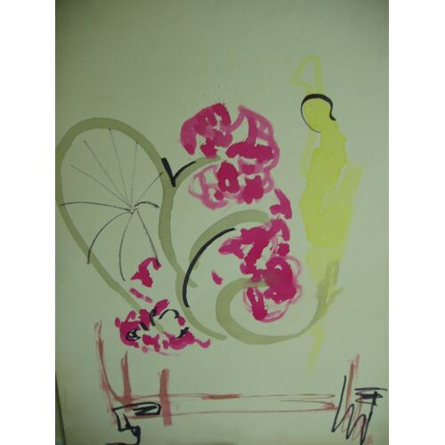 Peinture Originale : Femme - Fleurs