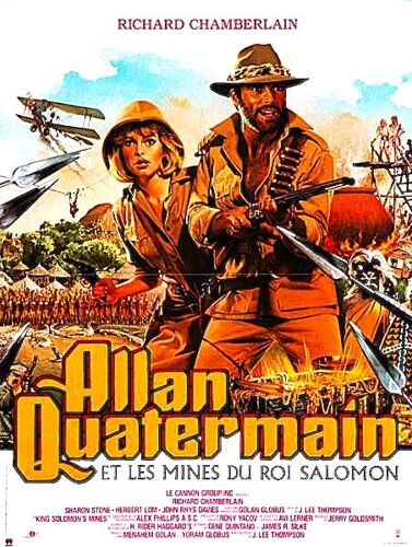 Allan Quatermain Et Les Mines Du Roi Salomon De J.Lee Thompson - 1986 - Affiche Cinéma Pliée En 2 - 39 X 52 Cm - (Affichée Sur Les Coins) - Richard Chamberlain - Sharon Stone