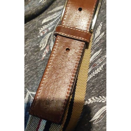 Ceinture Vintage Des 80 Toile Et Cuir. Burberry London. Portée Quelques Fois.110 Cm