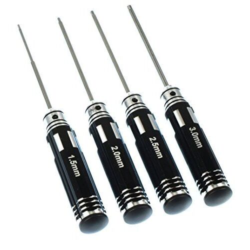 Apex Rc Products 4pc 1.5mm 2.0mm 2.5mm 3.0mm Metric Allen Key Set W/ Aluminum Handles #2740