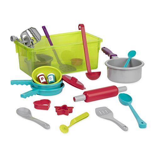Battat ??Cooking Set ??Pretend Play Toy Dishes Set - Plastic Kitchen Toys For Toddlers 3 Years + (21-Pcs)