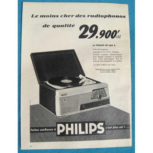 Publicité Papier - Radiophono Philips De 1957